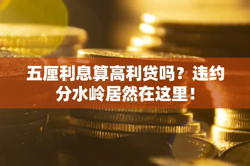 武汉五厘利息算高利贷吗？违约分水岭居然在这里！
